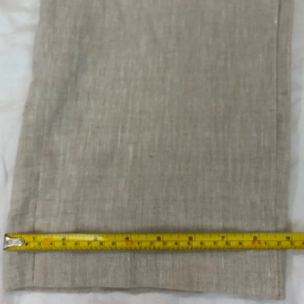 Modelcloth Linen Pants Mens XL Beige Pure Linen Flat Front Coastal Summer Casual